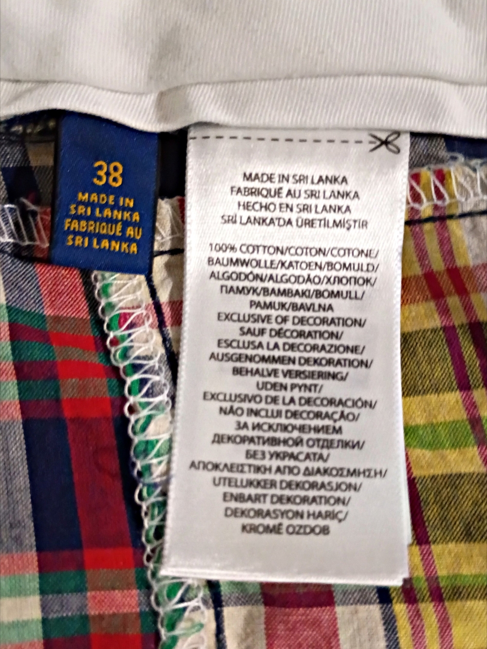 Polo Ralph Lauren Men's 38 Patchwork Madras Plaid Shorts 100% Cotton NWT - Picture 8 of 10